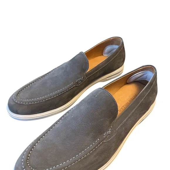 Peter Millar Gray Slip-On Loafers with Suede Upper