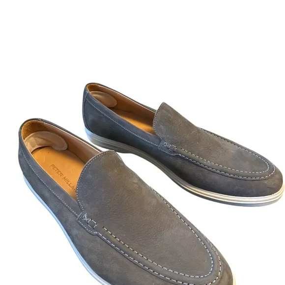Peter Millar Gray Slip-On Loafers with Suede Upper