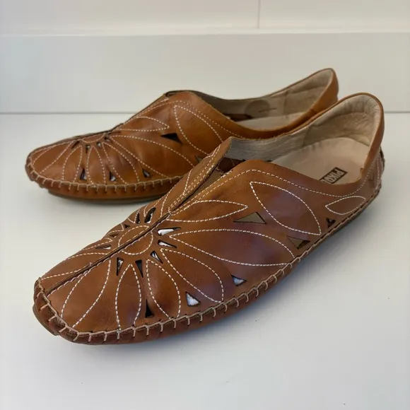 PIKOLINOS Jerez Brown Leather Moccasin Flats Slip On