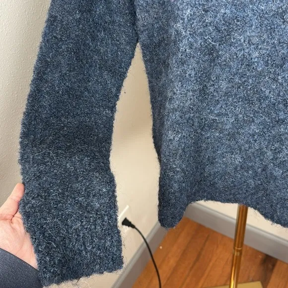 Poetry Alpaca Blend Heathered Navy Blue Bouclé Sweater, Size 6