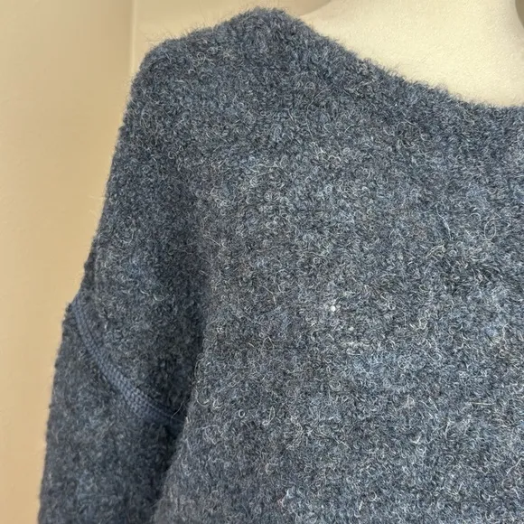 Poetry Alpaca Blend Heathered Navy Blue Bouclé Sweater, Size 6