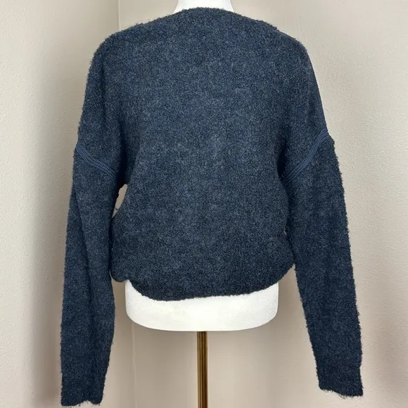Poetry Alpaca Blend Heathered Navy Blue Bouclé Sweater, Size 6
