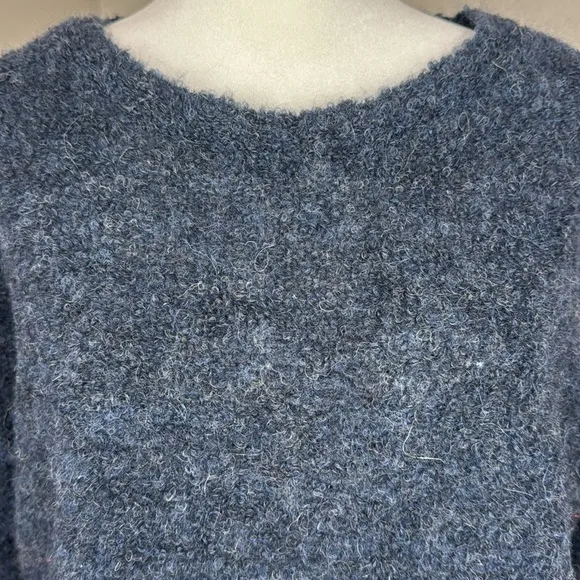 Poetry Alpaca Blend Heathered Navy Blue Bouclé Sweater, Size 6