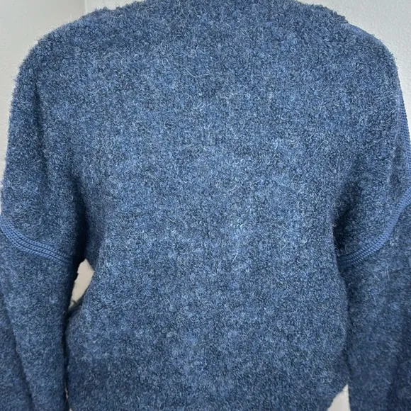 Poetry Alpaca Blend Heathered Navy Blue Bouclé Sweater, Size 6