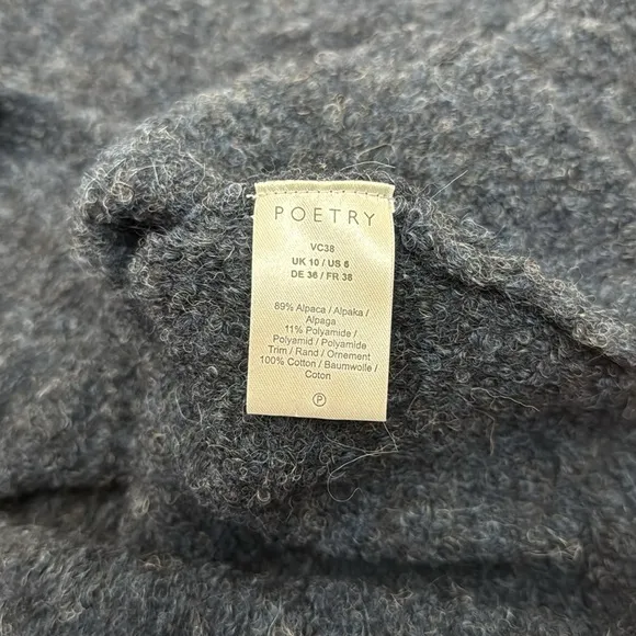 Poetry Alpaca Blend Heathered Navy Blue Bouclé Sweater, Size 6