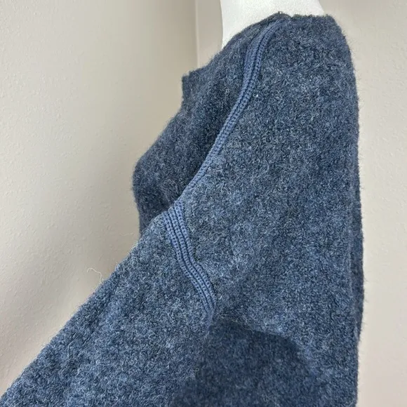Poetry Alpaca Blend Heathered Navy Blue Bouclé Sweater, Size 6