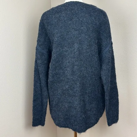 Poetry Alpaca Blend Heathered Navy Blue Bouclé Sweater, Size 6