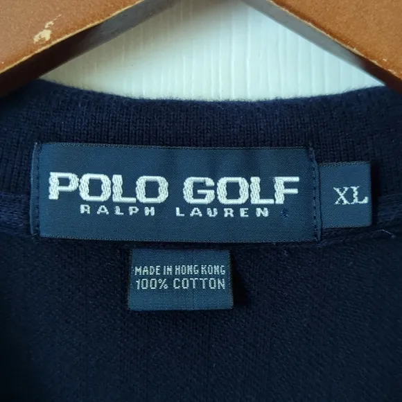 Polo Golf Ralph Lauren 90's Vintage Classic Short Sleeve Henley Shirt Navy XL
