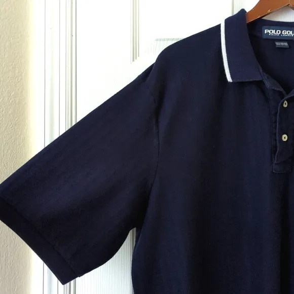 Polo Golf Ralph Lauren 90's Vintage Classic Short Sleeve Henley Shirt Navy XL