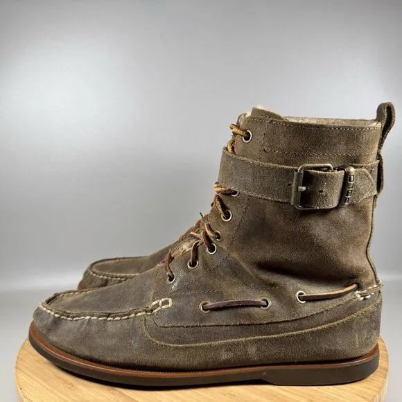 Polo Ralph Lauren Brentwood Brown Leather Boots Size Men’s 9.5 D Shearling Lined