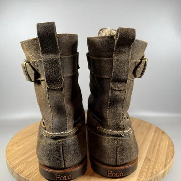 Polo Ralph Lauren Brentwood Brown Leather Boots Size Men’s 9.5 D Shearling Lined