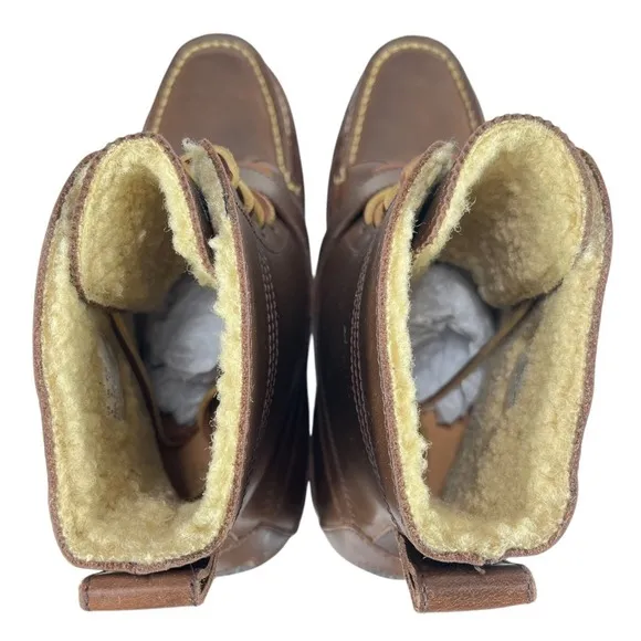 Polo Ralph Lauren Men's 9 Brown Leather Ranger‎ Boots w/ Strap Faux Shearling