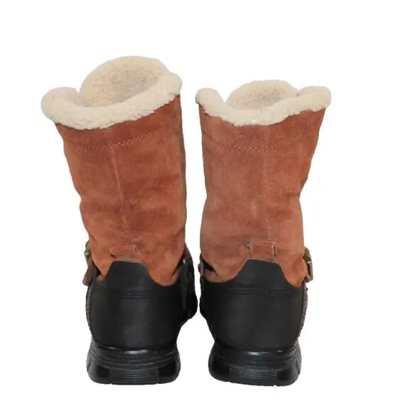 Polo Ralph Lauren Tavin Rollover Shearling Brown Leather Boots Mens Size 11.5 D