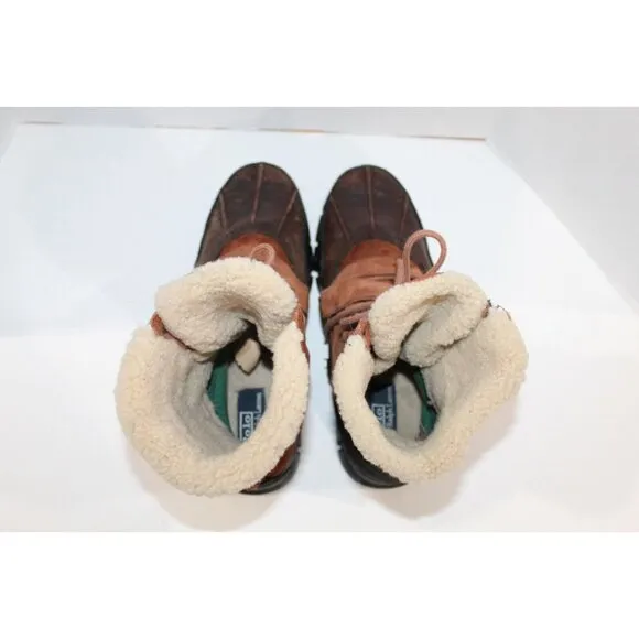 Polo Ralph Lauren Tavin Rollover Shearling Brown Leather Boots Mens Size 11.5 D