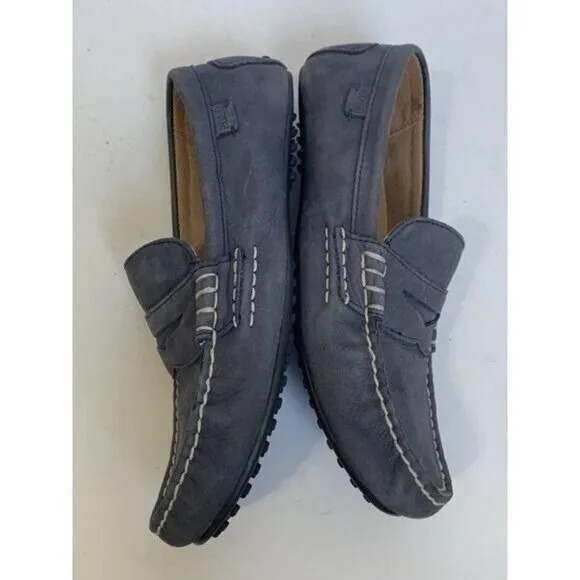 POLO Ralph Lauren WES Men Size 7.5D Gray Blue Suede Leather Driving Loafers
