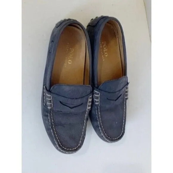 POLO Ralph Lauren WES Men Size 7.5D Gray Blue Suede Leather Driving Loafers