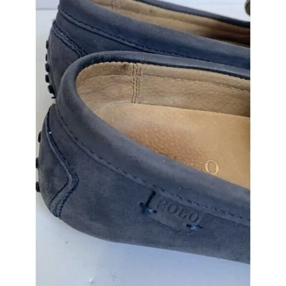 POLO Ralph Lauren WES Men Size 7.5D Gray Blue Suede Leather Driving Loafers