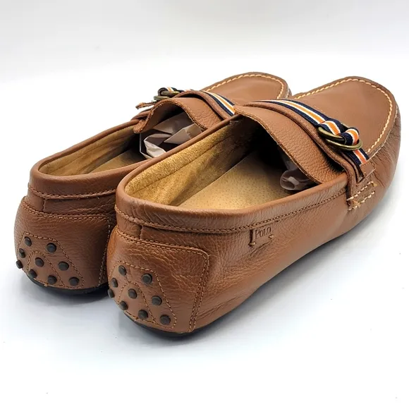 Polo Ralph Lauren Willems Leather Loafers w/ Striped Accent SIZE 14. #1421