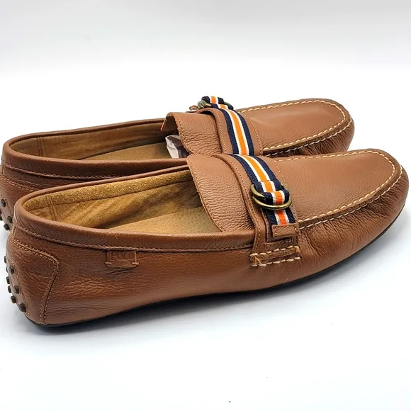 Polo Ralph Lauren Willems Leather Loafers w/ Striped Accent SIZE 14. #1421