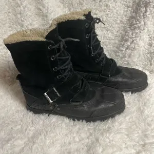 Polo Ralph Lauren Tavin Rollover Black Shearling lace up  Boots Men’s SZ10D