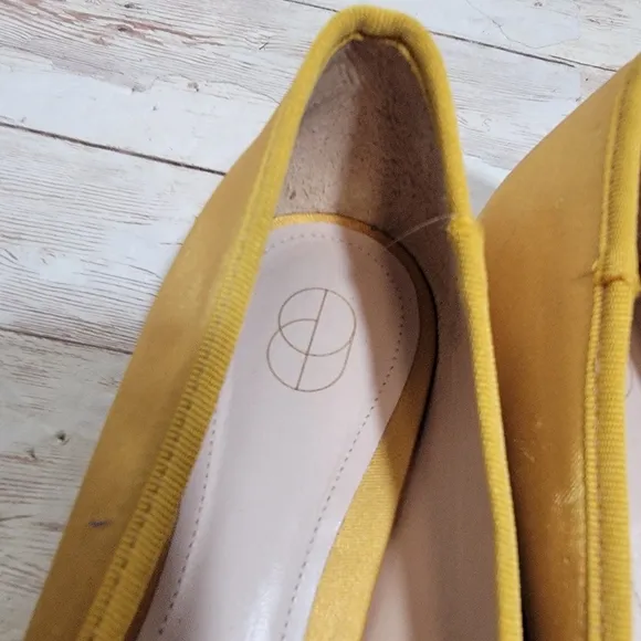 Porte &amp; Paire - Bow-embellished Satin Ballet Flats - Yellow