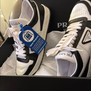 Prada Black and White Classic Sneakers with Retro Design