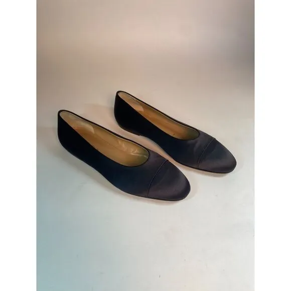 Prada Black Satin Ballet Flats Size IT 37.5