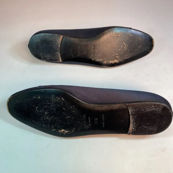 Prada Black Satin Ballet Flats Size IT 37.5
