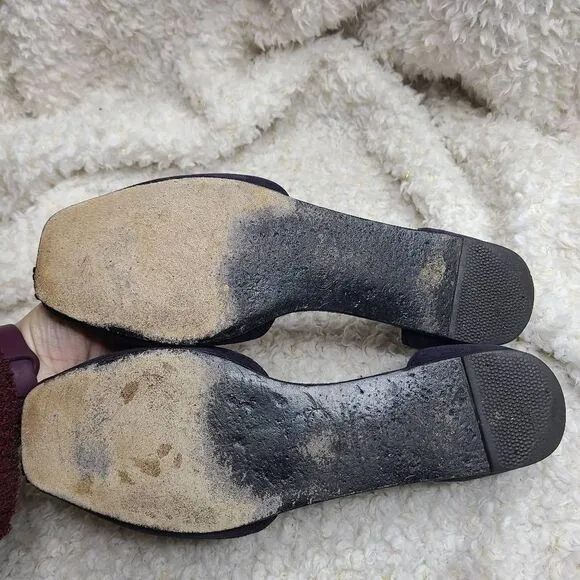 Prada Navy Blue Suede‎ Leather Tassel Peep-toe D'orsay Flats sz 40