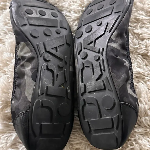 Prada Sport Black Leather and Camouflage Nylon Scrunch Ballet Flats Size 7