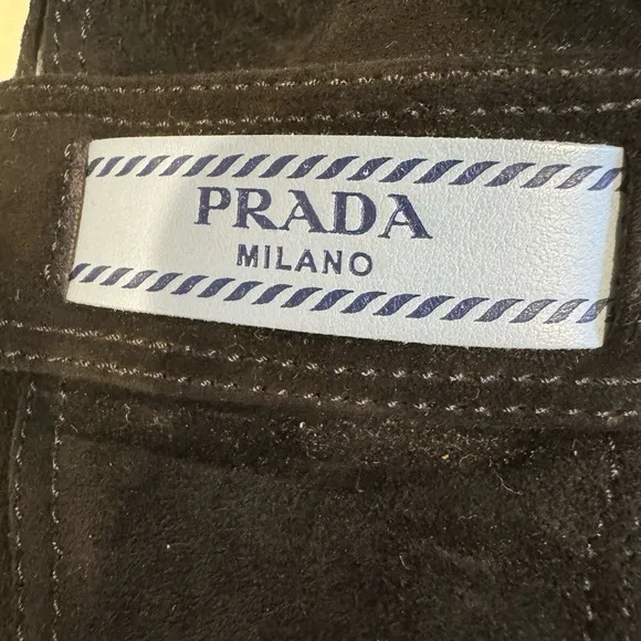 Prada Women's Black Suede Logo Low Heel Loafers