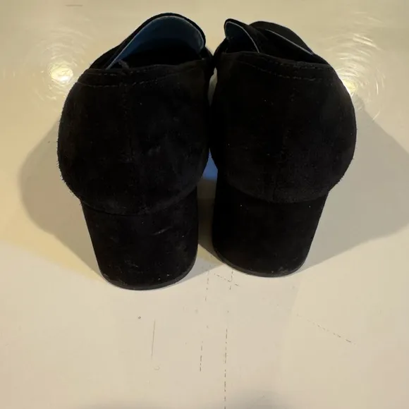 Prada Women's Black Suede Logo Low Heel Loafers