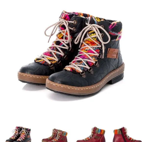 Preloved Black and multicolored Women’s Rieker boots size 38(7.5) Beautiful!