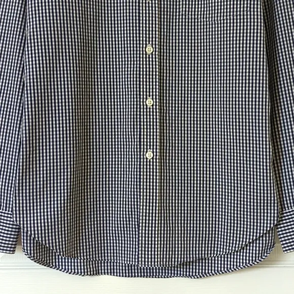 Psycho Bunny Preppy Gingham Plaid Long Sleeve Button Down Shirt Navy White M