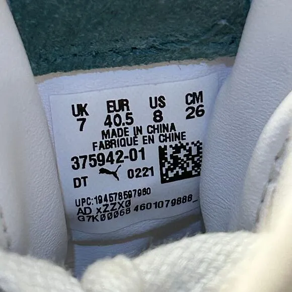 Puma Ralph Sampson High Top Retro Y2K White Teal Leather Sneakers Mens Size 8