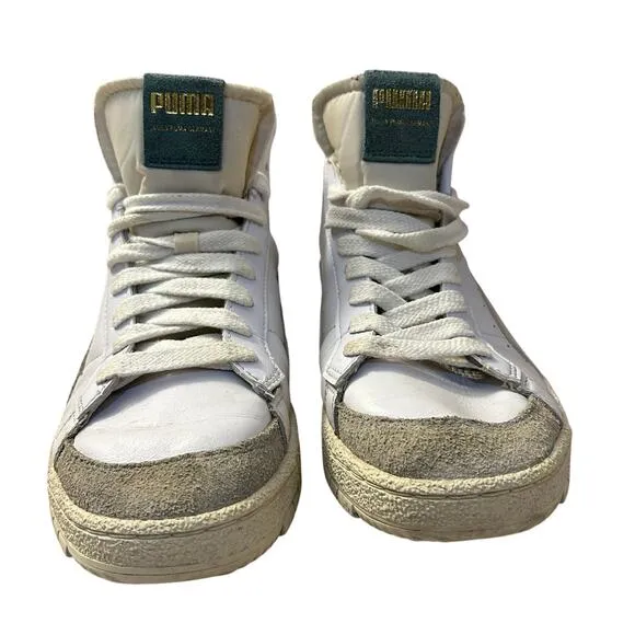 Puma Ralph Sampson High Top Retro Y2K White Teal Leather Sneakers Mens Size 8