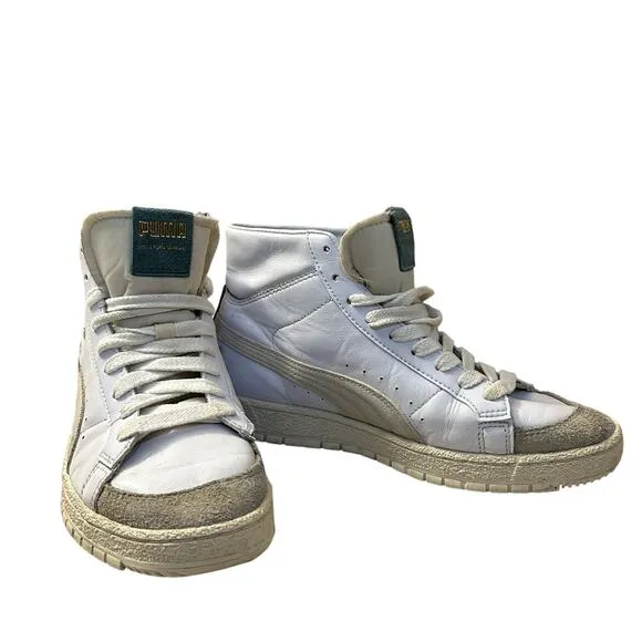 Puma Ralph Sampson High Top Retro Y2K White Teal Leather Sneakers Mens Size 8