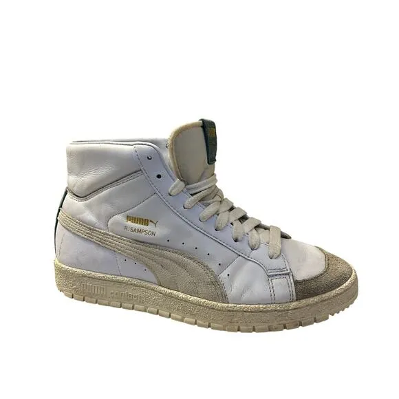 Puma Ralph Sampson High Top Retro Y2K White Teal Leather Sneakers Mens Size 8