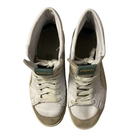 Puma Ralph Sampson High Top Retro Y2K White Teal Leather Sneakers Mens Size 8