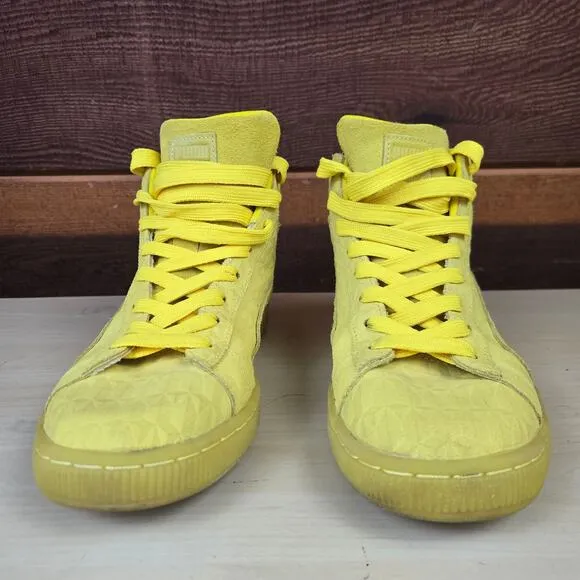 PUMA Suede ME Iced Mid Buttercup Casual Sneakers Men's 8.5 Yellow High-Top Shoes