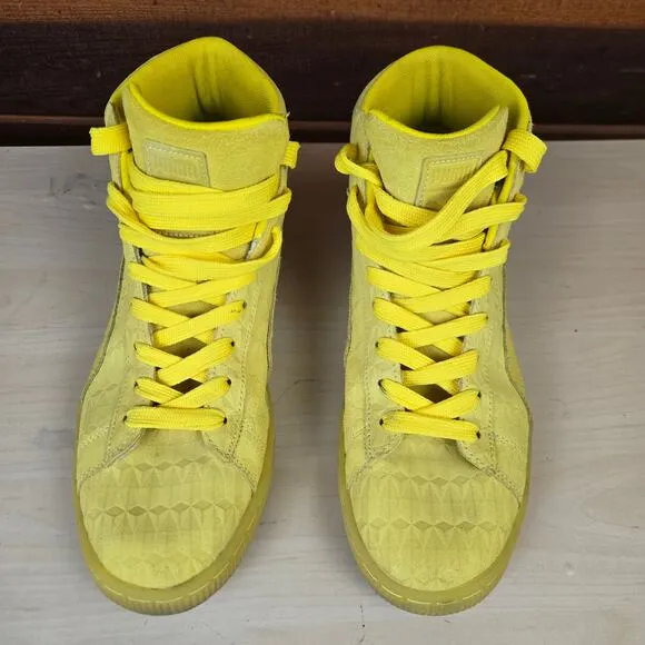 PUMA Suede ME Iced Mid Buttercup Casual Sneakers Men's 8.5 Yellow High-Top Shoes