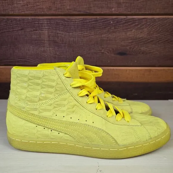 PUMA Suede ME Iced Mid Buttercup Casual Sneakers Men's 8.5 Yellow High-Top Shoes