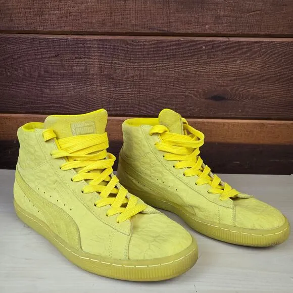 PUMA Suede ME Iced Mid Buttercup Casual Sneakers Men's 8.5 Yellow High-Top Shoes
