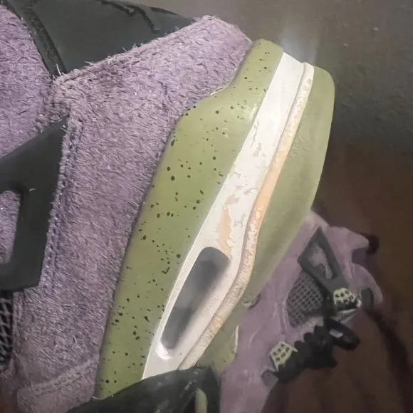 Purple and Green Sneakers with Mesh and Suede Design Retro 4 Canyon Purple