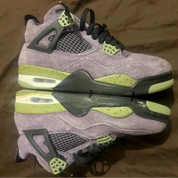 Purple and Green Sneakers with Mesh and Suede Design Retro 4 Canyon Purple