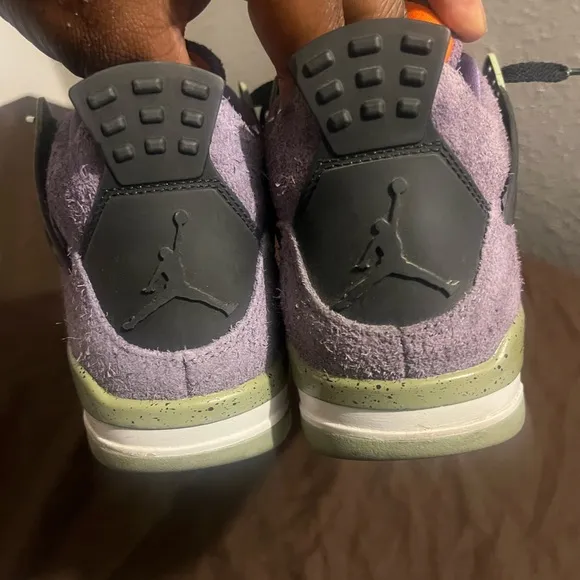 Purple and Green Sneakers with Mesh and Suede Design Retro 4 Canyon Purple