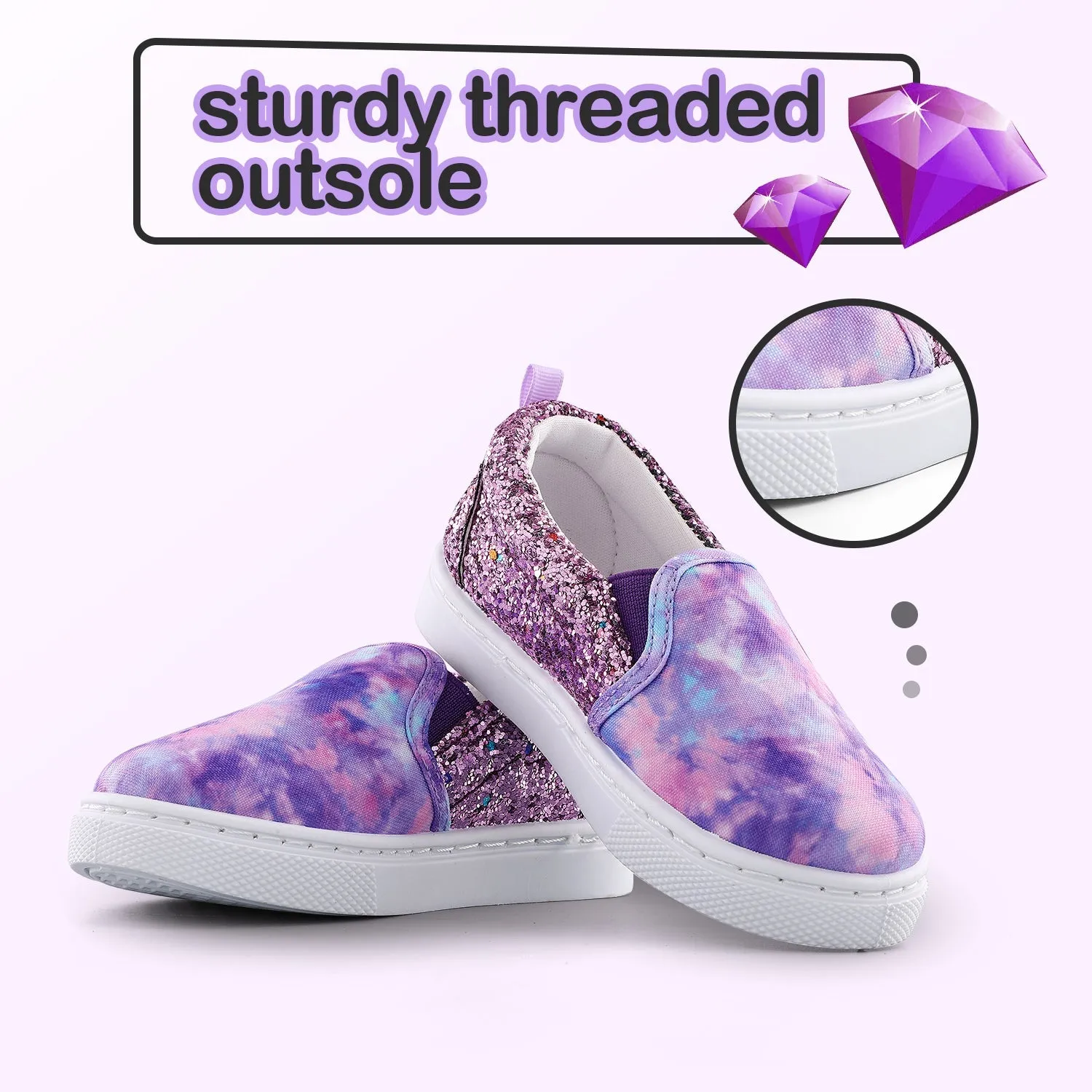 Purple Tie Dye Sequin Panel Slip-on Canvas Shoes
