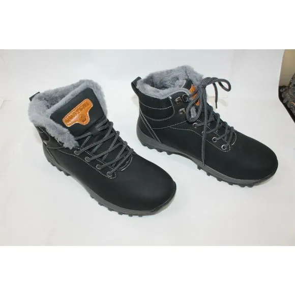 Quatchi Women's Winter Hiking Boots Faux Fur Lining Black Size US 9 / EUR 40