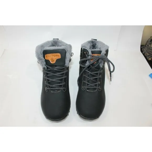 Quatchi Women's Winter Hiking Boots Faux Fur Lining Black Size US 9 / EUR 40
