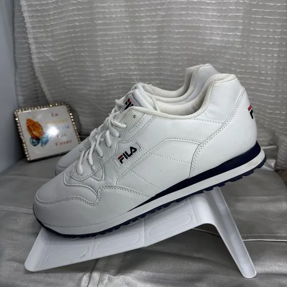 (R8) NEW Fila 1SC60512-125 Men’s Retro Styled Sneakers with White Blue Size 12